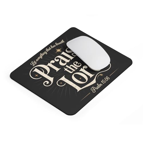 Christian Mouse Pad Let Everything that Has Breath Praise The Lord Psalm 150:6 Mousepad with Bible Verse Non-Slip Rubber Base Desk Mat Gift for Believers Religious Office Decor Faith Scripture - color: Christian