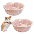 BNOSDM 2 Pcs Hamster Ceramic Food Bowl Flower Series Gerbil Drinking Bowls Anti-Turning Food & Water Dish for Dwarf Syrian Hamsters Gerbil (Pink, Rose Pattern, 3.74“ x3.74“ x1.77“) - color: Pink