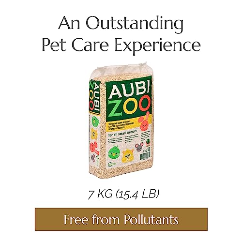 AubiZoo High Grade Small Animal Hemp Bedding, Ultra Absorbent Blend of Hemp Pieces Designed for The Comfort of Pets: Rat Cage, Guinea Pig, Bunny Rabbit, Reptile Terrarium, Bird, Easy Size 7kg 15.4lb - size: 15.4 Lbs