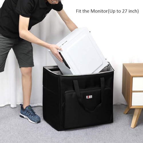 BUBM Desktop Computer Carrying Case, Padded Nylon Carry Tote Bag for Transporting Computer Tower PC Chassis,Monitor(Up to 27 inch),Keyboard,Cable and Mouse | Padded Protection,For Computer Tower PC Chassis,Fit ATX/M-ATX Motherboards,Monitor(Up to 27 inch)