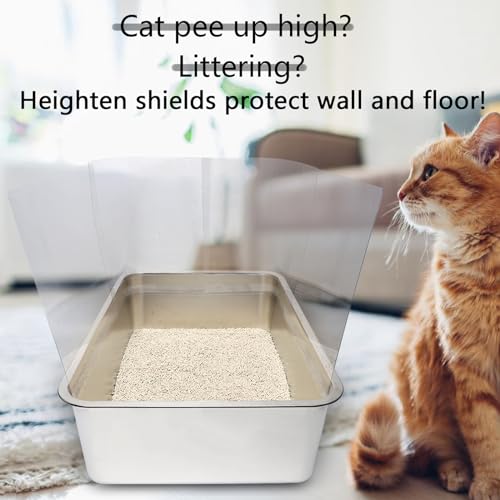 YOILES 3PCS Cat Litter Box Pee Shields,Transparent Easy Clean Splash Guard | 14.5×11.5in for Open Top Litter Pan - Litter Box Not Included (3, Clear)