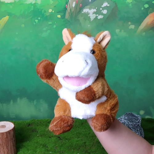 Easfan Horse Hand Puppet with Movable Mouth Plush Toy Gift for Kids 10" | Interactive storytelling, cute stuffed animal, creativity imagination, easter christmas birthday holiday gift, for toddlers - style: Horse