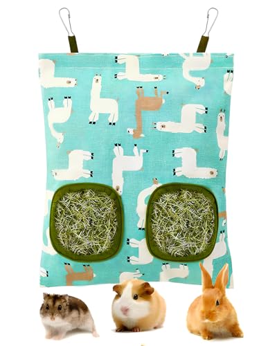 Hay Bag for Rabbits,2-Hole Guinea Pig Hay Feeder for Rabbits,Chinchillas,Hamsters,Small Pets