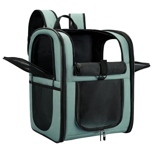 Apollo Walker Cat Carrier Backpack for Small Dogs and Cats Up to 18 lb | Side Pockets, Four-Sided Breathable Mesh, Stability Package, Removable Pad,3D back panel,Thickened shoulder straps - color: Blue