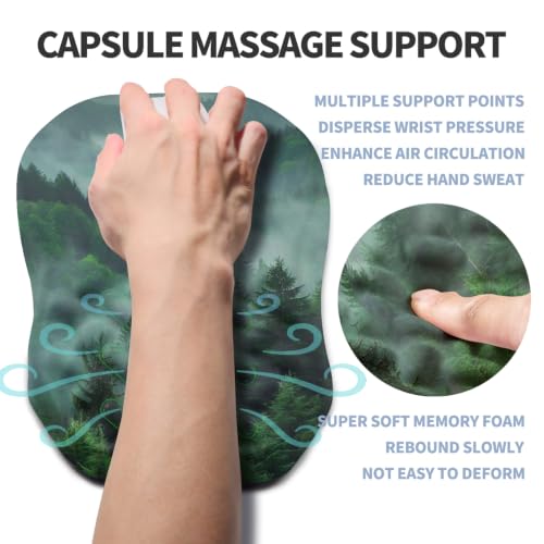 Ergonomic Raised Mouse Pad Wrist Support with Bilateral Slope Memory Foam Mousepad for Wrist Rest and Carpal Tunnel Pain Relief 11.8x7.9〃Green Mountain - color: Green Mountain