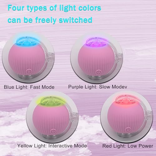 Interactive Cat Dog Toy Ball with LED Light, Automatic Rolling(Pink) | String Tail and LED Light Design, Motion Activated, Suitable for Interactive Indoor Pet Play and Exercise - color: Pink