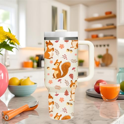 AMZUShome Squirrel Gifts.40oz Squirrel Tumbler with Handle.Squirrel Lover Cup Gift.Birthday Christmas Squirrel Tumblers Gift for Women Men. - style: Squirrel