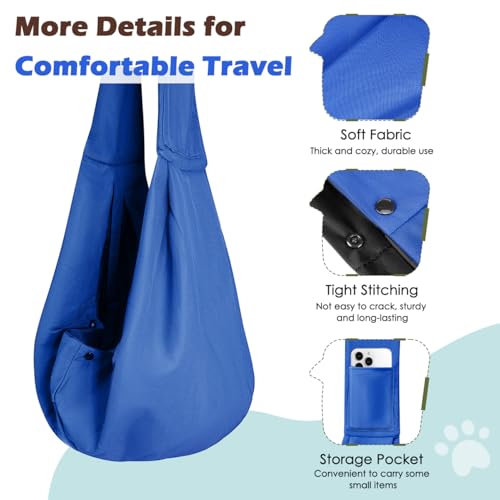Pawaboo Small Dog Sling Carrier | Reversible Puppy Small Pet Carrier,Hands Free,Safety Buckle,Storage Pocket for Travel,Outdoor Activities Sapphire Blue - color: Sapphire Blue