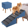 Dog Ramp for Bed & Couch, Dog Stairs 21.06 inches High for Large/Medium/Small Doggie, Foldable 2 in 1 Wooden Pet Steps for Puppy Older and Injured Dogs, Split Ottoman Design, No-Slip Surface - size: 21.06" H-Blue
