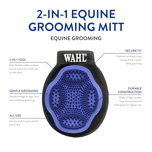WAHL Professional Animal Equine Grooming Mitt - Flexible Rubber Brush for Horse Care