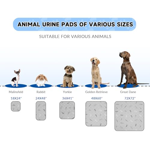 Sunheir 2 Pack Washable Guinea Pig Pee Pads, 24" x 48" Waterproof Reusable Guinea Pig Cage Liners, Absorbent Bedding Training Mat for Small Animal Guinea Pigs Rabbit Bunny Hamster (Leaves - Deep Grey) | Waterproof Super Absorbent Small Animal Mat for Guin