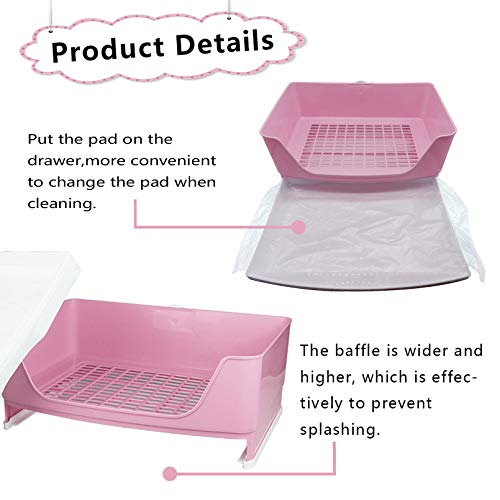 PINVNBY Large Rabbit Litter Box Corner Toilet Box Bigger Pan Pet Potty Trainer with Drawer for Adult Bunny Guinea Pig Chinchilla Ferret Galesaur Hedgehog Small Animals(Pink) - color: Pink
