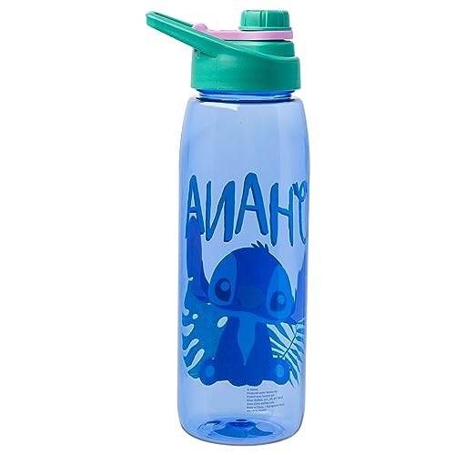 Silver Buffalo Disney Lilo and Stitch Ohana Cute Stitch, Water Bottle, 28oz | Includes Screw-On Lid, 0.83 Liters - color: Cute Stitch Ohana, size: 28 Ounces
