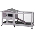 Aivituvin Rabbit Hutch Outdoor Indoor Rabbit Cage Chikcen Coop with Casters Guinea Pig Cage with 3 Deep No Leakage Pull Out Tray,Waterproof Roof - color: Grey