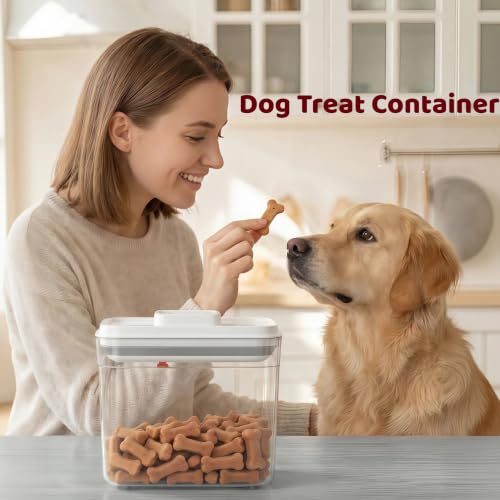Dog Treat Container with POP-UP Airtight Lid,Dog Treat Jar | (1.8Qt /1.7L)-Small Animal Food Storage Container,Wide Mouth Opening
