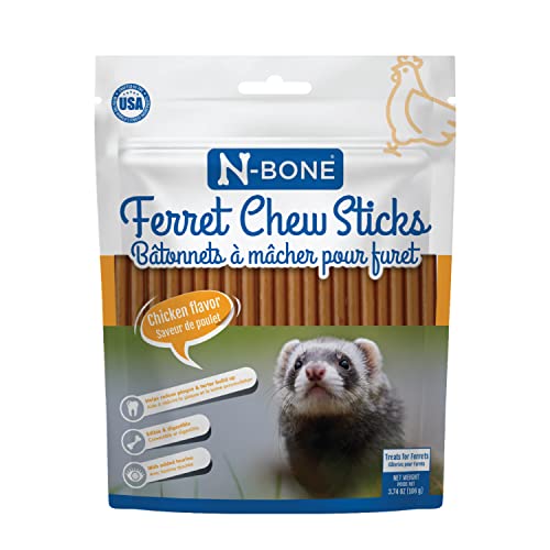 N-Bone Ferret Chew Sticks, Chicken Flavor, Natural Chew Treats for Ferrets, Delicious Everyday Snack Treats & Training Rewards, Made in USA, 3.74 oz - size: 3.74 Ounce (Pack of 1)