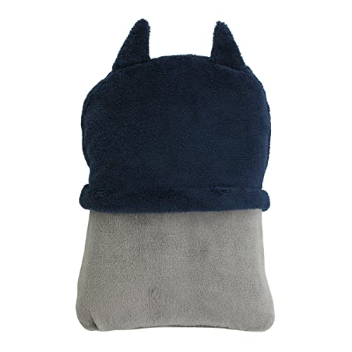 NoJo Warner Brothers Batman The Caped Crusader Navy, Gray and Yellow Batman Character Shaped Blanket - color: Batman the Caped Crusader