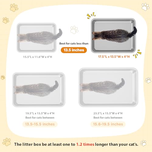Stainless Steel Cat Litter Box,Extra Large Metal Litter Box,18Lx14x4 in | Extra Large Metal Litter Tray for Big Cats Kitty Rabbits,No Smell,Non Stick,Easy to Clean - color: 4"H, size: 18"L x 14"W