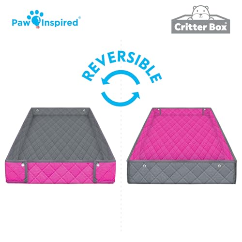 Paw Inspired Reversible Critter Box, C&C 2x4 (12-Inch Grids), Gray/Pink | Washable Fleece Cage Bedding for Guinea Pigs Rabbits, Hamsters, Small Animals, Edge Protected Pee Pads - color: Gray/Pink, size: 2x4 (12" Grids)