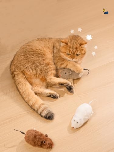 Black Clockwork Mouse Toy, Cat Mice Toys, Cat Plush Mouse Hunting Toy, Clockwork Running, Wind Up Indoor Plush Mice Wind-up Pet, Realistic Racing for Kitten, Indoor
