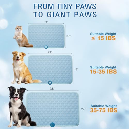 Dog Cooling Mat for Summer (Q-Max>0.5) Washable, Portable & Non-Toxic | Self-Cooling Bed for Dogs & Cats, High-Tech Fabric, For Crates, Beds, Cars - size: Large
