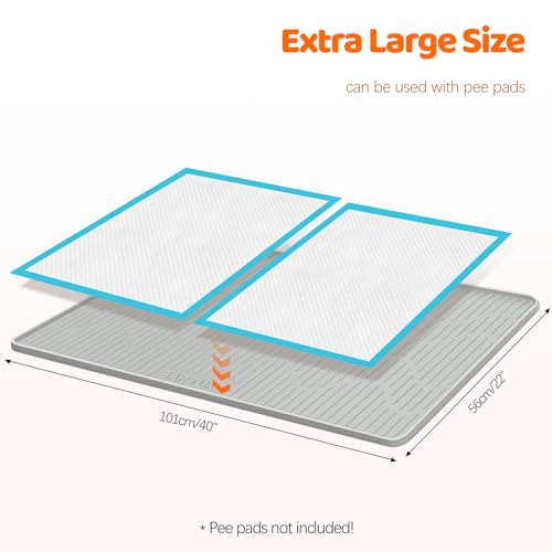 Pee Pads for Dogs 40" x 22" Extra Large Reusable Silicone Playpen Mat | Waterproof, Washable Puppy Training Pads for Potty Training, Non-Slip, Leak-Proof Dog Mat for Indoor Floor Protection - size: 40"x22"