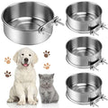 Zopeal 4 Pcs Stainless Steel Dog Bowls No Spill 1 Quart Hanging Dog Crate Water Bowl Cage Puppy Bowls Pet Food Holder for Kennel Large and Medium Dogs Guinea Pig Rabbit Chicken Coop Cup