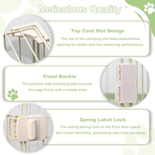 Cat Cage for Indoor Cats, DlY 2-Tier Catio & Cat Playpen with Escape-Proof Spacing, Sturdy Metal Cat Crate Kennel for Kittens, Ferrets & Small Animals - color: Green, size: 2-Tier 35"