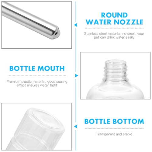 2Pcs No-Leak Pet Water Bottles - Easy Install Hanging Dispensers for Rabbits, Chinchillas, Guinea Pigs, Transparent Design, Durable Materials