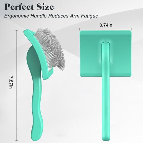 2PCS Slicker Brush for Dogs & Pet Comb,Professional Dog Grooming Brush (Goldendoodles,Poodles,Labradoodles) with Extra Long Pins to Effectively Remove Tangles, Knots and Mats (Cyan, Large) - color: Cyan, size: Large