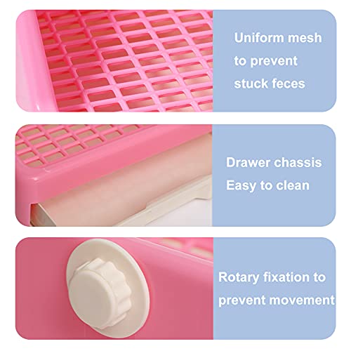 kathson Rabbit Litter Box Trainer Small Animal Potty Corner Toilet with Drawer Pet Cage Pan Litter Bedding Box for Adult Guinea Pig Hamster Bunny Ferret Galesaur Mouse Squirrel (Pink) - color: Pink