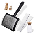 3PCS Slicker Brush for Dogs & Pet Comb,Professional Dog Grooming Brush (Goldendoodles,Poodles,Labradoodles) with Extra Long Pins to Effectively Remove Tangles, Knots,Mats Hair Collection Bottle(Black) - color: Black