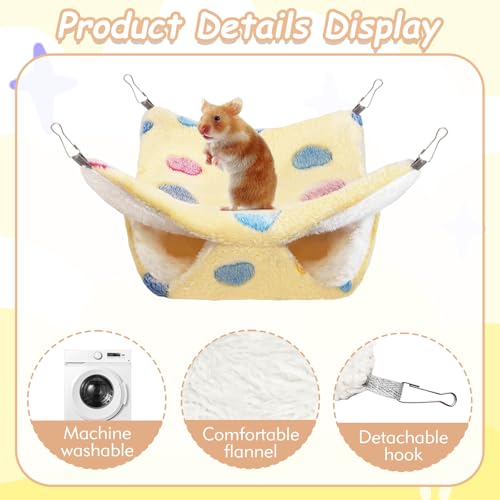 2 Pcs of Rat Hammocks Small Animal Hammock Rat Bed Guinea Pig Hammock Rats Cage Accessories for Small Animals Chinchilla Parrot Sugar Glider Ferret Squirrel - color: Yellow£¬Pink