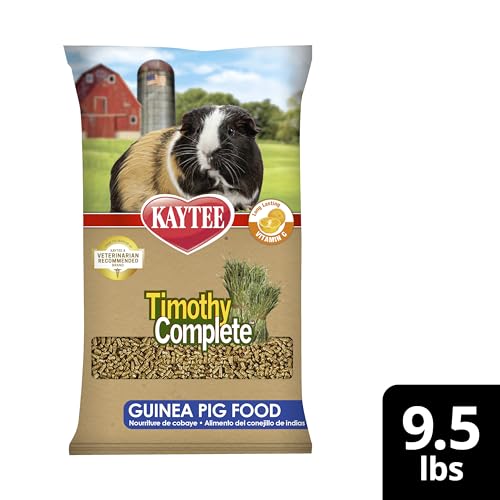 Kaytee Timothy Complete Guinea Pig Food, Made with Timothy Hay, High in Fiber, Supports Dental Health and Digestion, Long-lasting Vitamin C, 9.5 pounds - size: 9.5 Pound (Pack of 1)