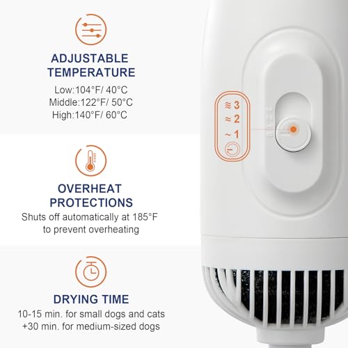 3-in-1 Pet Hair Dryer & Slicker Brush for Dogs & Cats – Portable, Professional, Adjustable Temp, Overheat Protection Dog Hair Dryer (blue) - color: blue