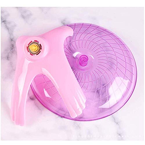 Hamster House Wood Bridge Climb Kit Exercise Wheel Jogging Running Silent Spinner Flying Saucer Pet Toys for Rat Gerbil Guinea Pig Chipmunk Mouse Small Animals - color: pink