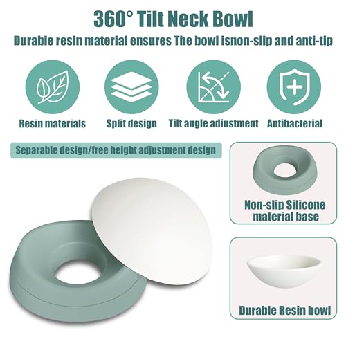 French Bulldog Food Bowl- Slanted Tilted Pug Food Water Bowl,Cat Bowl- Feeder for Frenchie/Shih Tzu/Flat Faced Small Dogs/Puppies/Cats (Green, 2 Cup) - color: Green, size: 2 Cup