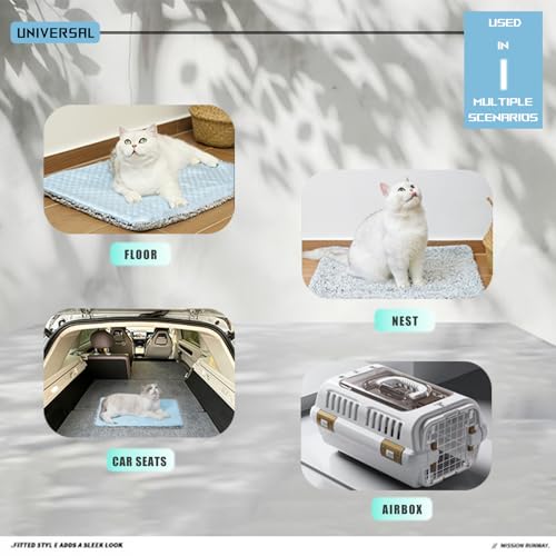 2-in-1 Cat Cooling Mat & Self Warming Pet Bed, All Season | Self Warming & Cooling, Hot/Cold Mat for Dogs and Cats, Free Gel Pack and Disposable Self-heating Pad - color: Light Blue+Gel ice pack+Selfheating pad, size: Medium