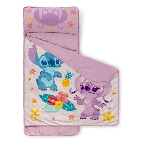 Jay Franco Kids Nap Mat with Embedded Pillow & Blanket – Soft 46"x20" Microfiber Sleeping Bag with Name Tag & Handle - style: Multi - Lilo & Stitch