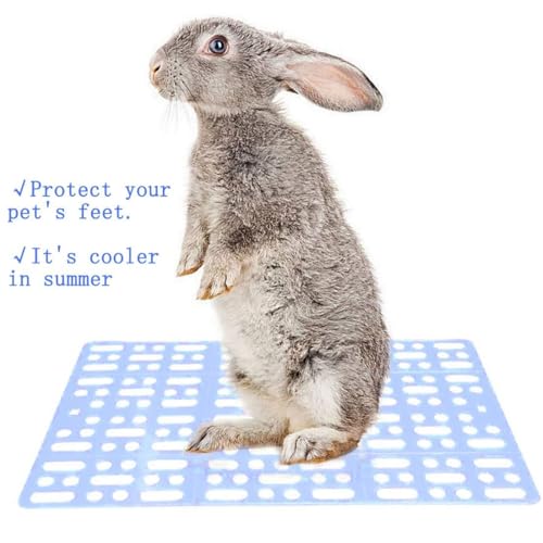 Hamiledyi 8 Pcs Rabbit Cage Mats Small Animal Plastic Feet Pads Floor Mat for Pet Cats Dogs Bunny Hamster Rat Chinchilla Guinea Pig(Blue)