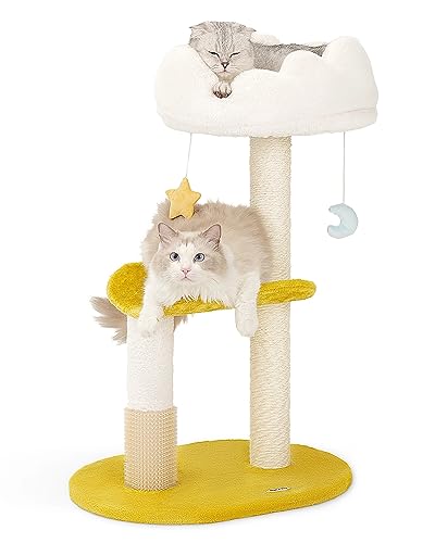 Cloud Cat Tree, 31.5in Multi-Level Indoor Cat Tower with Scratching Posts, Viewing Perch, Removable & Washable Cushions, Cat Activity Tree with Dangling Toy | Removable & Washable Cat Bed, Cat Activity Tree, Cute Dangling Toys, Easy To Clean, Stable Struc
