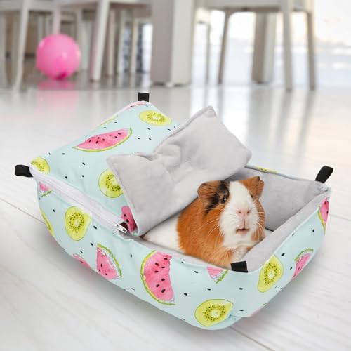 Wontee Guinea Pig Bed Warm Hammock Snuggle Bed for Young Guinea Pig Small Ferret Rat Sugar Glider Squirrel (Green) - color: Green