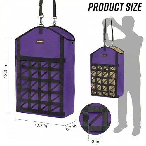 Ultra-Slow Feed Hay Bag for Horses, 3 Packs Hay Bags with Net Front Design,Wide Opening for Easy Filling,Two Types of Hanging for Feeding Goats, Sheep and Donkeys (1 Black+2 Purple) - color: 1 Black+2 Purple