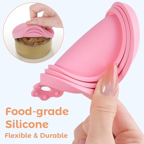 2 Packs Pet Food Cans Lids,Cute Can Lid Dishwasher Safe, Can Covers Most Standard Size Dog and Cat Canned(pink) - color: pink