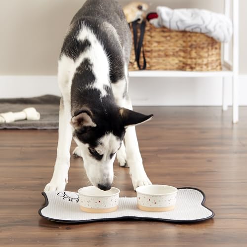 Bone Dry Ceramic Food Bowls, Non-Slip & Dishwasher Safe, Small Set, 4.25x2 Terrazzo - color: Terrazzo, size: Small Set, 4.25x2"