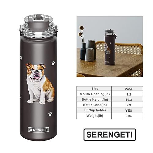 E&S Pets SERENGETI 24 Oz Water Bottle Stainless Steel with Spill Proof Lid - Double walled Vacuum Insulated water flask - Realistic 3D Print of your favorite dog (Labradoodle) - color: Labradoodle