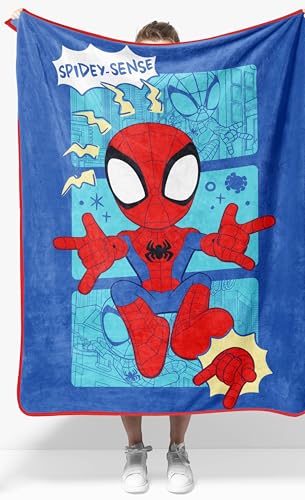 Jay Franco Kids Plush Throw Blanket – Soft & Cozy Fleece Throw for Bedroom & Couch Décor, Official Licensed Product, Blue - Spidey & Friends, 40x50 - Travel Blanket - color: Blue - Spidey & Friends, size: 40x50 - Travel Blanket