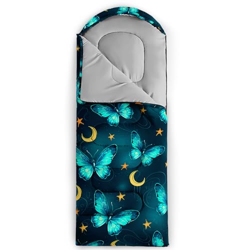 QOOMO Axolotl Cute Camping Sleeping Bags,3 Season Warm & Cool Weather,Lightweight,Waterproof Sleeping Bags for Adults & Kids,Traveling,and Outdoors - color: Butterfly 20