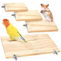 4-Size Bird Platforms with Wood Perches and Stand Boards - Habitat Cage Corner Shelves with Stainless Steel Washers - Ideal for Parrots, Cockatiels & Small Pets like Hamsters, Gerbils & Chi