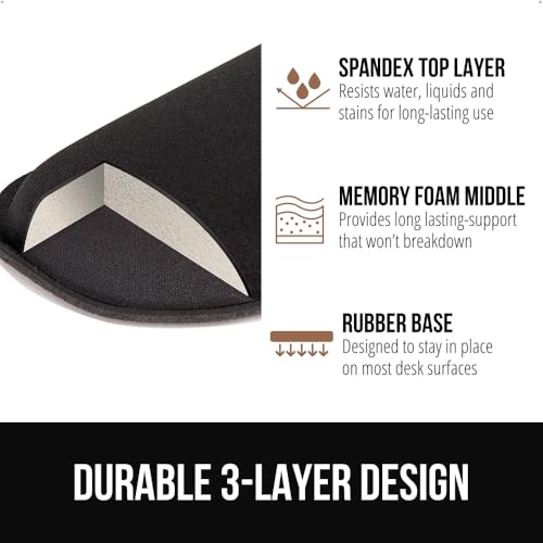 GORILLA GRIP Silky Memory Foam Keyboard Wrist Rest and Mouse Pad for Computer, Ergonomic Typing Support, Desk Office Supplies and Gaming Accessories, Hand & Arm Mousepad Cushions and Coaster Set Black - color: Black, size: Set of 4 (2 Wrist Rests + Coaste